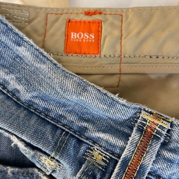 BOSS HUGO BOSS Jeans Mens Size 32 Straight Leg Light Wah Blue Distressed - Picture 9 of 14